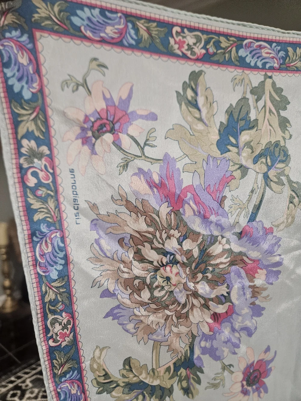 Vintage Liz Claiborne 100% Silk Floral Garden Square Scarf Made in Japan